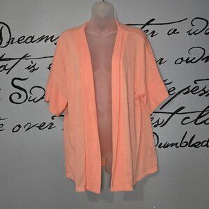 Simply Emma Open Front Knit Cardigan, Pale Coral, 1X